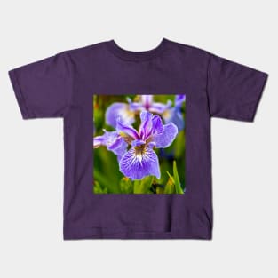 Purple Iris Flower Kids T-Shirt